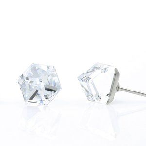 6mm Clear Crystal Stud Earrings | Swarovski Crystal Cubic Studs | Hypoallergenic